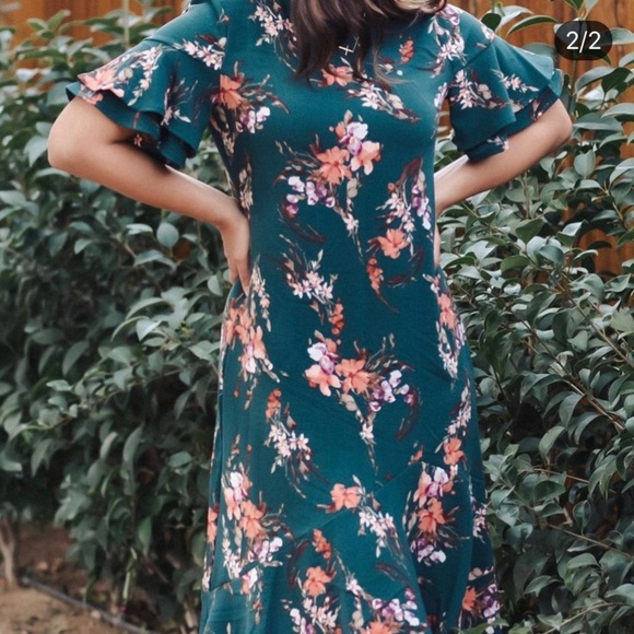 Ces Femme Dark Teal Floral Dress - Picture 3 of 6